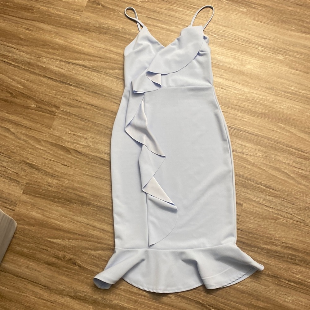 Baby blue body con dress